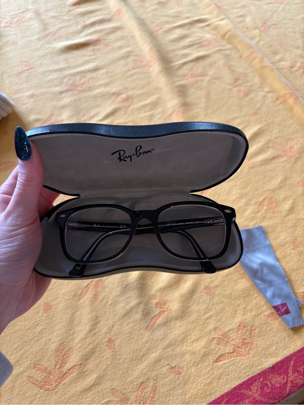 Ray-Ban Black Rectangular Optical Glasses with Hard Case